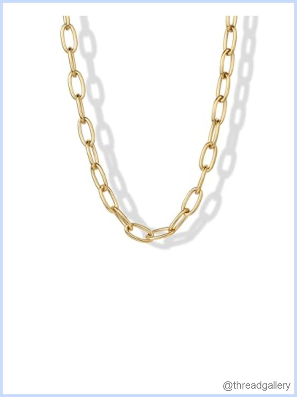 14K Gold Plated Stainless Steel Paperclip Chain Necklace Waterproof Layering